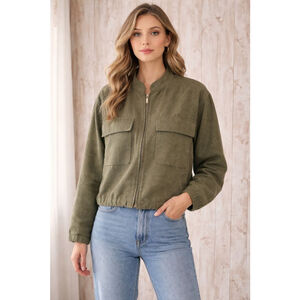 Max Studio Linen-Blend Jacket Women's Large New With Tags ($148 Retail) Olive